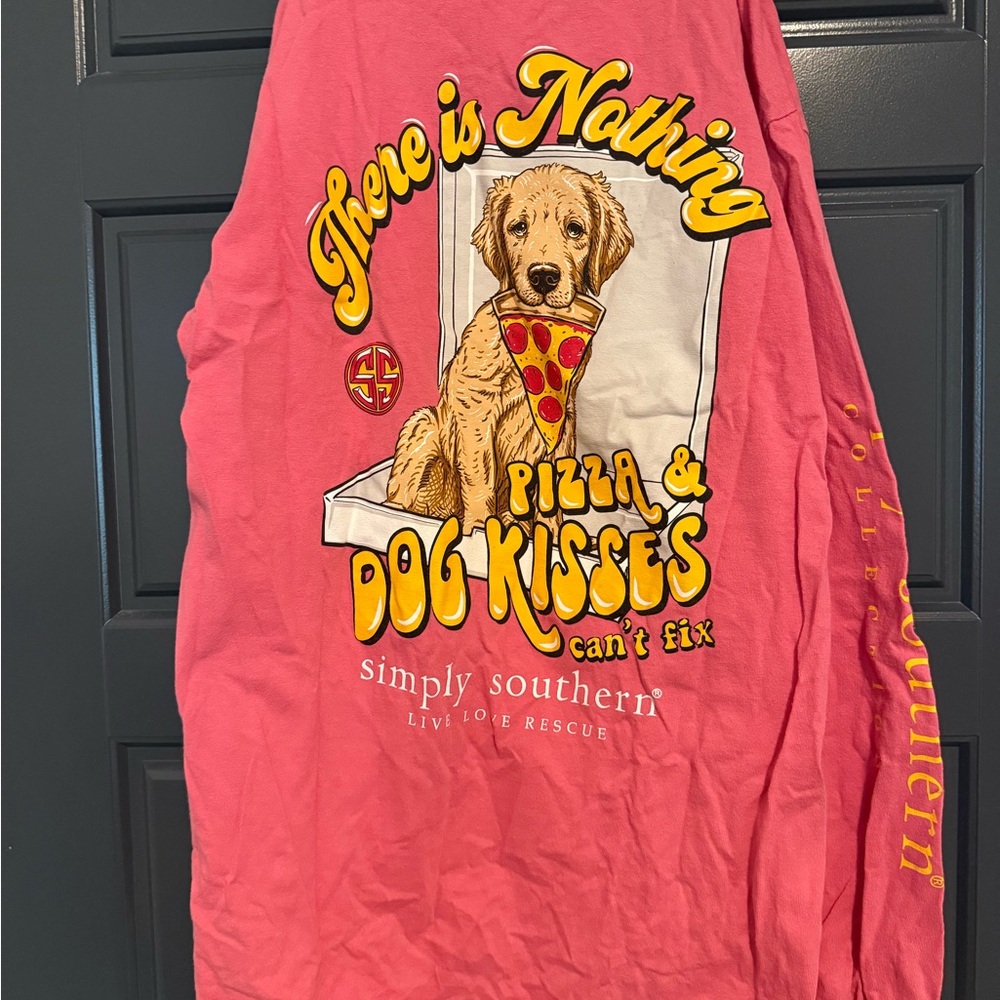 Simply Southern Pink Long Sleeve Tee with Dog Graphic